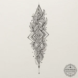 Tattoo design for a leg, a bold, flowing trib... - эскиз тату (№1751788229_0, 06.07.2025 07:50) — tattoo-photo.ru