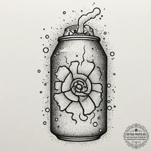 Tattoo design for an arm, a can of soda, but... - эскиз тату (№1751788902_0, 06.07.2025 08:01) — tattoo-photo.ru