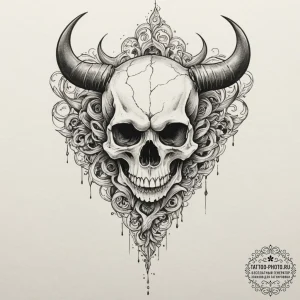 Tattoo design for a calf, a screaming skull,... - эскиз тату (№1751789070_0, 06.07.2025 08:04) — tattoo-photo.ru