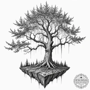 Tattoo design for shoulder, a peaceful forest... - эскиз тату (№1751789154_0, 06.07.2025 08:05) — tattoo-photo.ru