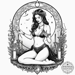 Tattoo design for a thigh, a beautiful woman... - эскиз тату (№1751789979_0, 06.07.2025 08:19) — tattoo-photo.ru