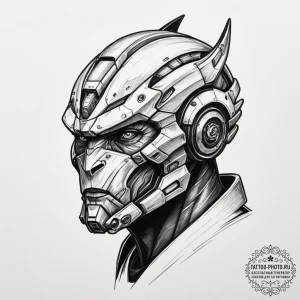 A neo-traditional portrait of garrus vakarian... - эскиз тату (№1751790451_0, 06.07.2025 08:27) — tattoo-photo.ru