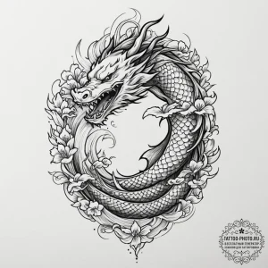 Jг¶rmungandr biting its own tail (is there as... - эскиз тату (№1751790609_0, 06.07.2025 08:30) — tattoo-photo.ru
