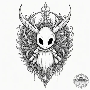 The knight from hollow knight, tattoo flash s... - эскиз тату (№1751791421_0, 06.07.2025 08:43) — tattoo-photo.ru