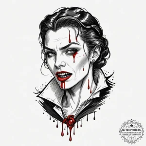 A neo-traditional tattoo of a vampire's bite... - эскиз тату (№1751791751_0, 06.07.2025 08:49) — tattoo-photo.ru