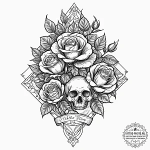 Rose hips, tattoo line art, sepia tone sketch... - эскиз тату (№1751791835_0, 06.07.2025 08:50) — tattoo-photo.ru