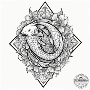 Koi, tattoo flash sheet design, detailed cros... - эскиз тату (№1751791920_0, 06.07.2025 08:52) — tattoo-photo.ru