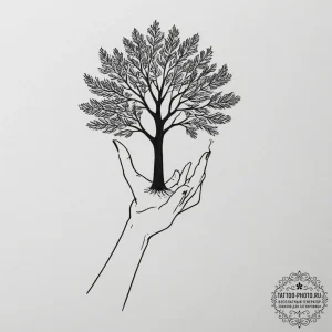 Tattoo sketch a person holding a single, glow... - эскиз тату (№1751792427_0, 06.07.2025 09:00) — tattoo-photo.ru