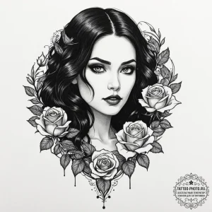 A watercolor sketch of anya chalotra as yenne... - эскиз тату (№1751793190_0, 06.07.2025 09:13) — tattoo-photo.ru