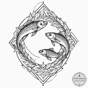 Tattoo design pisces fish in an abstract, ove... - эскиз тату (№1751793360_0, 06.07.2025 09:16) — tattoo-photo.ru