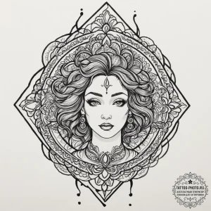 Icon, tattoo line art, on a clean white paper... - эскиз тату (№1751794288_0, 06.07.2025 09:31) — tattoo-photo.ru