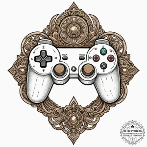 Tattoo design a controller face button with a... - эскиз тату (№1751794542_0, 06.07.2025 09:35) — tattoo-photo.ru