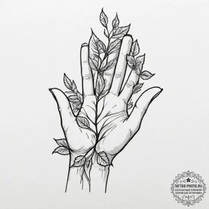 Tattoo design a vine with leaves that are sma... - эскиз тату (№1751795299_0, 06.07.2025 09:48) — tattoo-photo.ru