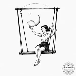 Tattoo design a silhouette of a girl on a swi... - эскиз тату (№1751795803_0, 06.07.2025 09:56) — tattoo-photo.ru