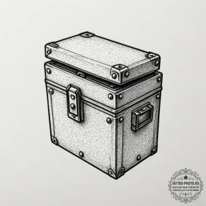Tattoo design a stylized "ammo box" icon with... - эскиз тату (№1751796225_0, 06.07.2025 10:03) — tattoo-photo.ru