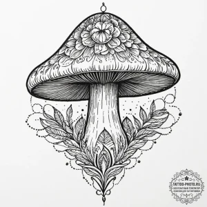 Tattoo design a mushroom with a pattern on it... - эскиз тату (№1751796394_0, 06.07.2025 10:06) — tattoo-photo.ru