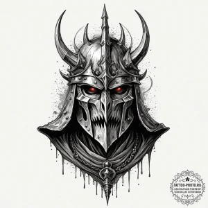 A trash polka design of the witch-king of ang... - эскиз тату (№1751796731_0, 06.07.2025 10:12) — tattoo-photo.ru