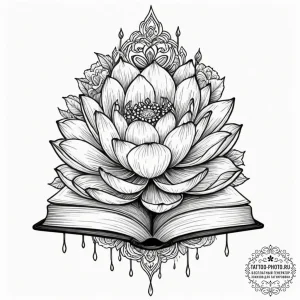 Tattoo sketch a lotus flower growing out of a... - эскиз тату (№1751796818_0, 06.07.2025 10:13) — tattoo-photo.ru