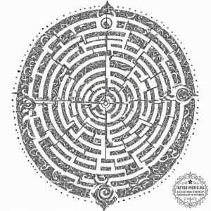 Tattoo design a bird's-eye view of a complex... - эскиз тату (№1751797669_0, 06.07.2025 10:27) — tattoo-photo.ru