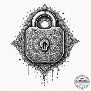 Tattoo design a pixelated key unlocking a det... - эскиз тату (№1751798777_0, 06.07.2025 10:46) — tattoo-photo.ru