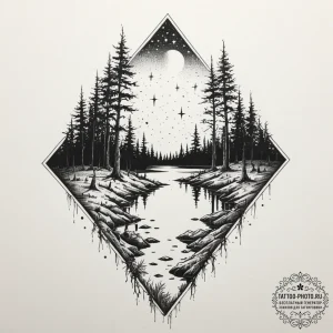 Tattoo design a forest scene where the ground... - эскиз тату (№1751799122_0, 06.07.2025 10:52) — tattoo-photo.ru