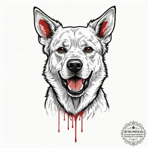 A neo-traditional tattoo of cujo the dog, rab... - эскиз тату (№1751799635_0, 06.07.2025 11:00) — tattoo-photo.ru