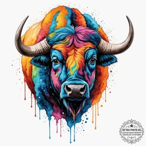 Buffalo, tattoo line art, detailed cross-hatc... - эскиз тату (№1751800062_0, 06.07.2025 11:07) — tattoo-photo.ru