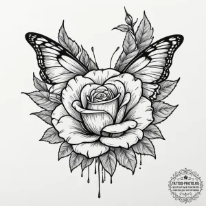 Tattoo design a flower whose petals are made... - эскиз тату (№1751800318_0, 06.07.2025 11:11) — tattoo-photo.ru