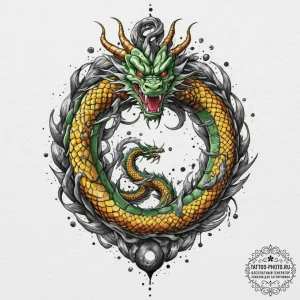 A watercolor tattoo of shenron the dragon, fr... - эскиз тату (№1751802280_0, 06.07.2025 11:44) — tattoo-photo.ru