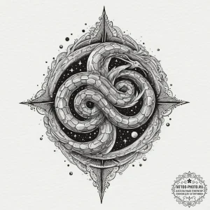 Tattoo sketch an abstract uroboros, formed no... - эскиз тату (№1751809507_0, 06.07.2025 13:45) — tattoo-photo.ru