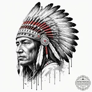 Tattoo sketch a native american warrior's hea... - эскиз тату (№1751809763_0, 06.07.2025 13:49) — tattoo-photo.ru