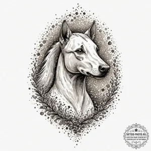Kelpie, ink illustration for tattoo, dotwork... - эскиз тату (№1751810024_0, 06.07.2025 13:53) — tattoo-photo.ru