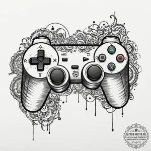 Tattoo sketch a controller's face buttons wit... - эскиз тату (№1751813971_0, 06.07.2025 14:59) — tattoo-photo.ru