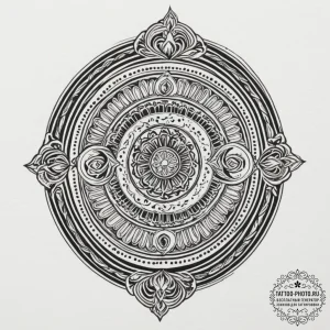 Tattoo design a stylized arcade token with a... - эскиз тату (№1751814056_0, 06.07.2025 15:00) — tattoo-photo.ru