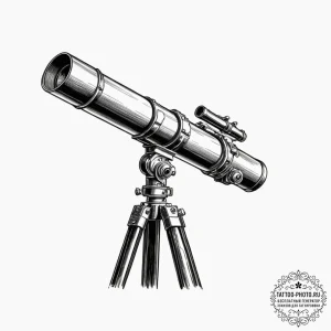 Tattoo design a sturdy, old-fashioned telesco... - эскиз тату (№1751814393_0, 06.07.2025 15:06) — tattoo-photo.ru