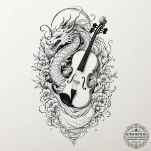 Tattoo design a classical music instrument (e... - эскиз тату (№1751816414_0, 06.07.2025 15:40) — tattoo-photo.ru