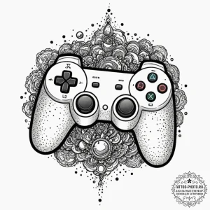 Tattoo design a game controller with a subtle... - эскиз тату (№1751816666_0, 06.07.2025 15:44) — tattoo-photo.ru