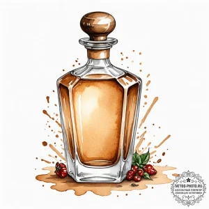 Tattoo design a vintage perfume bottle with a... - эскиз тату (№1751816918_0, 06.07.2025 15:48) — tattoo-photo.ru