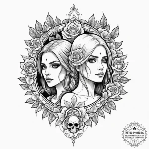 A linework tattoo of the intertwined destinie... - эскиз тату (№1751817677_0, 06.07.2025 16:01) — tattoo-photo.ru