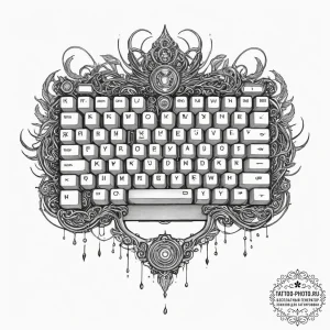 Tattoo design a gaming keyboard with custom k... - эскиз тату (№1751817929_0, 06.07.2025 16:05) — tattoo-photo.ru