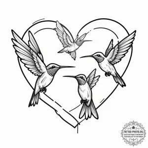 Tattoo sketch a pair of hummingbirds, symboli... - эскиз тату (№1751818769_0, 06.07.2025 16:19) — tattoo-photo.ru