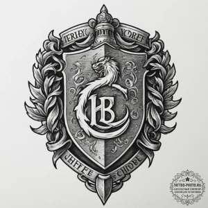 A flash sheet of the four hogwarts house cres... - эскиз тату (№1751819693_0, 06.07.2025 16:34) — tattoo-photo.ru