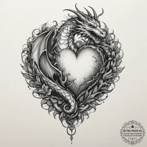 Tattoo sketch a heart container with a dragon... - эскиз тату (№1751820321_0, 06.07.2025 16:45) — tattoo-photo.ru