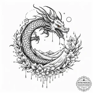 Tattoo design a celestial event where a rain... - эскиз тату (№1751820490_0, 06.07.2025 16:48) — tattoo-photo.ru