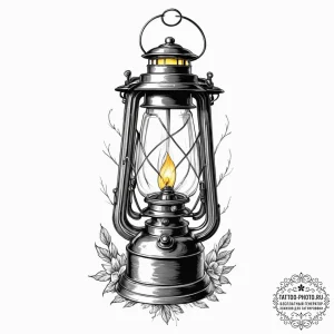 Tattoo sketch a single, glowing lantern in da... - эскиз тату (№1751821253_0, 06.07.2025 17:00) — tattoo-photo.ru