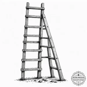 Ladder, concept art for tattoo, black outline... - эскиз тату (№1751821677_0, 06.07.2025 17:07) — tattoo-photo.ru