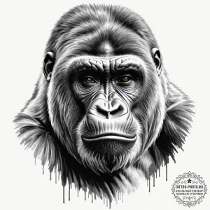 Gorilla, tattoo sketch design, realistic blac... - эскиз тату (№1751822307_0, 06.07.2025 17:18) — tattoo-photo.ru