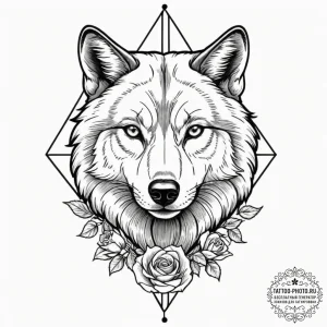 A geometric wolf head, concept art for tattoo... - эскиз тату (№1751822643_0, 06.07.2025 17:24) — tattoo-photo.ru