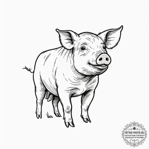 Pig, artistic tattoo sketch, sepia tone sketc... - эскиз тату (№1751822726_0, 06.07.2025 17:25) — tattoo-photo.ru
