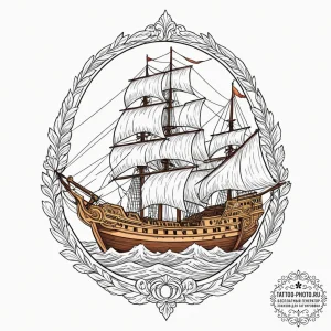 A greek trireme ship, tattoo drawing outline,... - эскиз тату (№1751823484_0, 06.07.2025 17:38) — tattoo-photo.ru